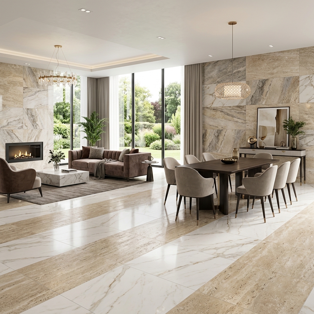 Marble Look Vitrified Floor Tiles